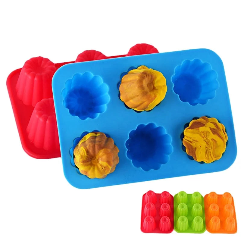 Wholesale Silicone Muffin Baking Pan with 6 Holes Flower Shape Donut Cake Mold OPP Bag Packing