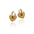 Minimalist Non Tarnish Stainless Steel Hoop Earrings 18k Gold Plated Heart Design Two Stone Earring Women YF3782
