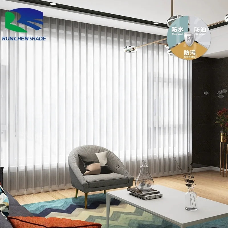 Modern Electric Motorized Vertical Curtains for Living Room Sliding Doors Built-In Vertical Blinds Plain Technique