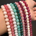 Wholesale 8mm Faceted Round Loose Beads Electroplated Red/Purple/Black Stones for Jewelry Making and DIY MegaBDM