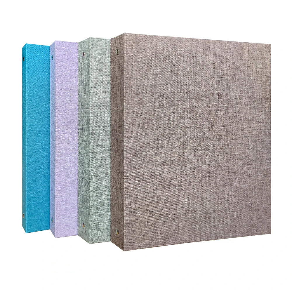 Trendy A3/A4/A5 Size 3 Metal Ring Binder Manila PU Linen Hardcover Folder Custom Paper Filing Portfolio with Planner