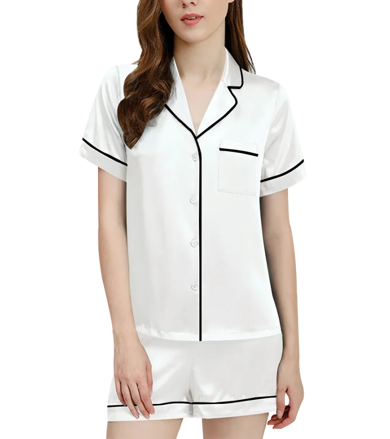 Womens Rabbit Monkey Print 2 Piece Pajamas Y2k Preppy Short Sleeve Shirt Shorts Two Piece Pjs Silk Pajamas for Women Set