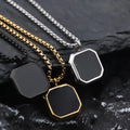 Customized Dainty Square Green Gold Black Onyx Tiger Eye Agate Turquoise Natural Gem Stone Gemstone Charm Pendant Necklace