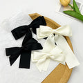 Women Fine Simple Design Fabric Bowknot Hairpin Black White Hair Bow
