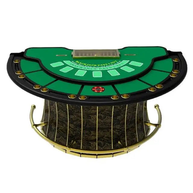 YH 7 Players Half Round High-end Blackjack Poker Table with MDF/Wood/Metal/Stainless Steel Construction for Indoor Casino Use