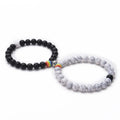 New Jewelry Hand Made Smart Black White Natural Good Luck 2pcs Distance Couple Bracelet Sets