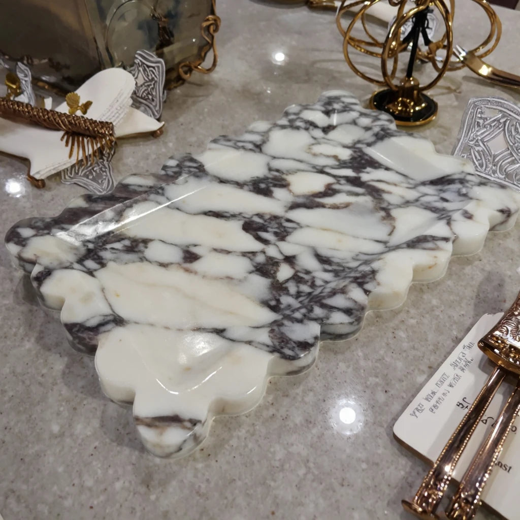 Nordic Style Luxury Marble Rectangle Serving Tray Eco-Friendly Polished Smooth Surface Home Party Jewelry Display Elegant Decor