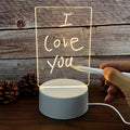 Creatives LED Night Light Pen Rewritable Acrylic Note Board DIY 3D Table Small Message Board Perfect Gift Blank