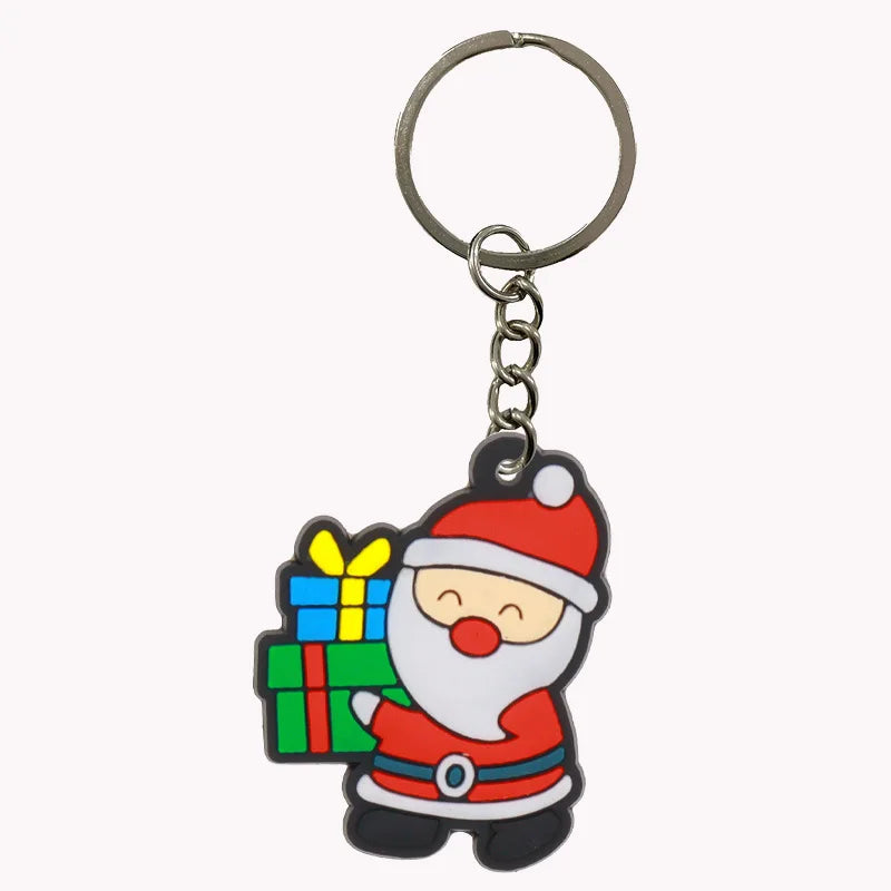 2025  Pvc Christmas Keychains Rubber Christmas Santa Key Chain Christmas Key Ring Gifts Bulk