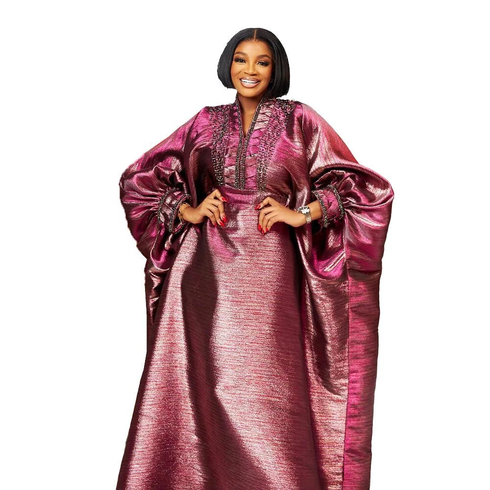 Luxury Jacquard Fabric africa clothing High quality african women dress with Rhinestone Trim Elegant african dresses MegaBDM