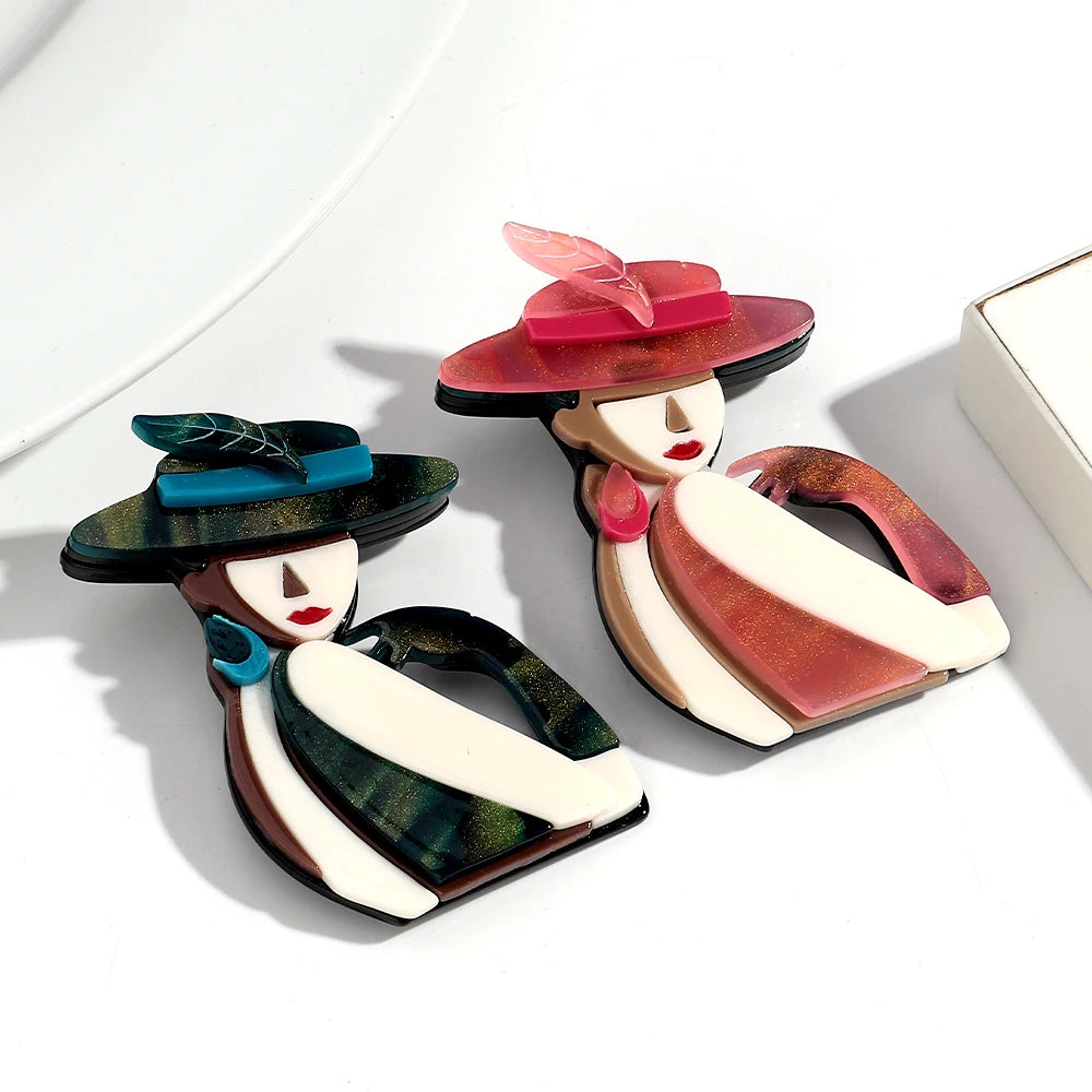 Vintage Elegant Wedding Party Children's Hat Unique Clothing Accessory Customized Women's Pin Acrylic Brooch Gift