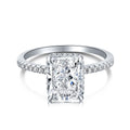 Dylam High Quality 8A CZ Women Luxury Rhodium Jewelry Emerald Cut Eternity Engagement 925 Sterling Silver Women Wedding Ring