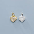 Vintage Sterling Silver 925 Fashion Jewelry Heart Zircon Pendants Charm for Necklace Making