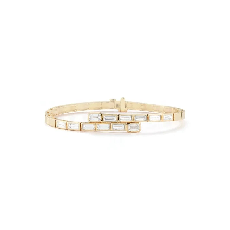 Latest Rectangular Diamond Bracelet and Gold-plated Bracelet for Women's Daily Custom Brass Jewelry