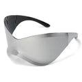 Y2K Futuristic Oversized Sunglasses Wrap around Sun Glasses Steampunk Style Black Gray PC Frame Fashion Eyewear Gafas De Sol