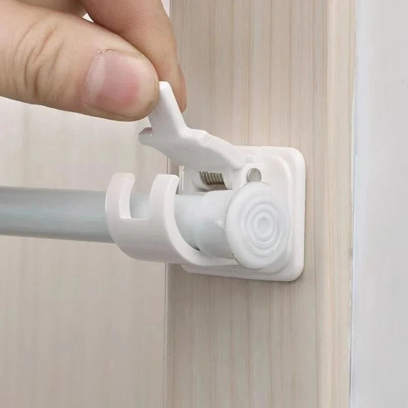 Set of 2 Punch-free Curtain Rod Clip Drapery Hook Holders Fixings Rod Holder No Drill Curtain Rod Brackets
