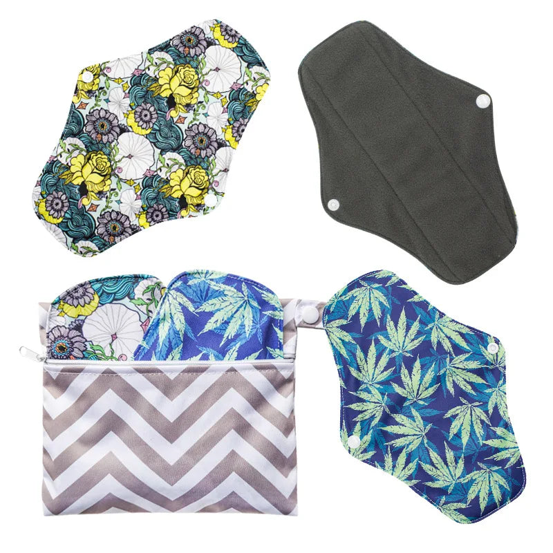 PUL Waterproof Printed Menstrual Pads Wet Bag 18*14cm Pouch With Zipper