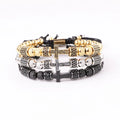 New Fashion Handmade Cubic Zircon Cross Charm Stainless Steel Adjustable Macrame Bracelet JBS12294