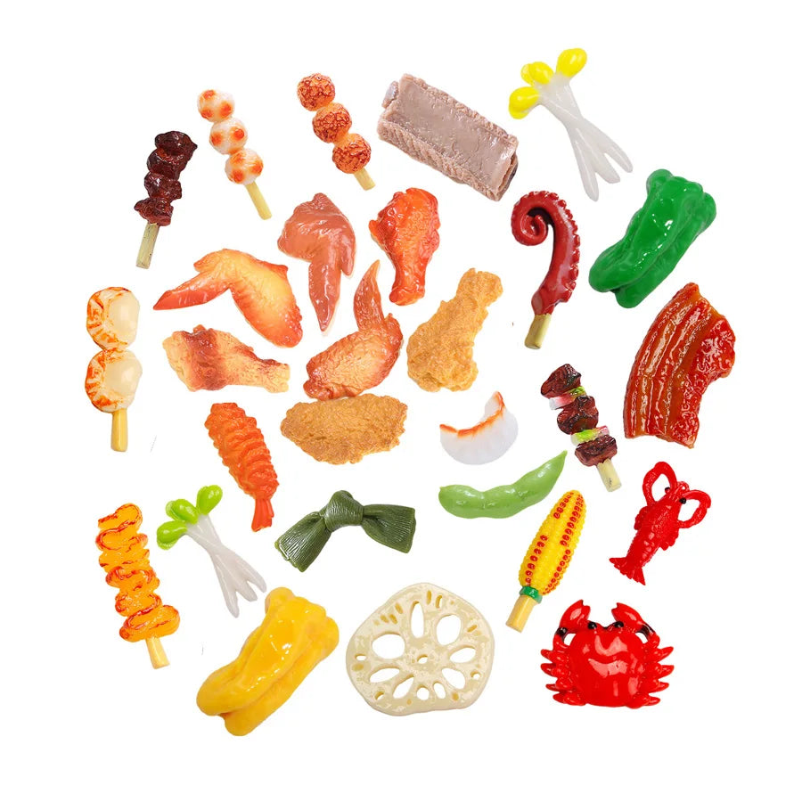 Hot Sale Bbq Chicken Wing Leg Vegetable Flat Back Large Artificial Food Resin Cabochon Charm for Bag Keyring