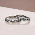 Sun Moon Galaxy Sterling Silver S925 Couple Ring Opening Adjustable Silver Starish Open Couple Ring for Men Women