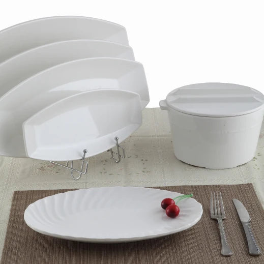 Customized Restaurant 100% Melamine Fish Plate White Dinner Plates Sets Food Grade Melamine Plates
