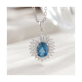 YBO Women's Real 925 Silver Pendant Necklaces Low MOQ Wholesale Fine Jewelry Natural London Blue Topaz for Weddings Engagements