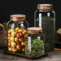 Kitchen Storage Food Container Big Glass Jar With Acacia Wood Screw Top Lid