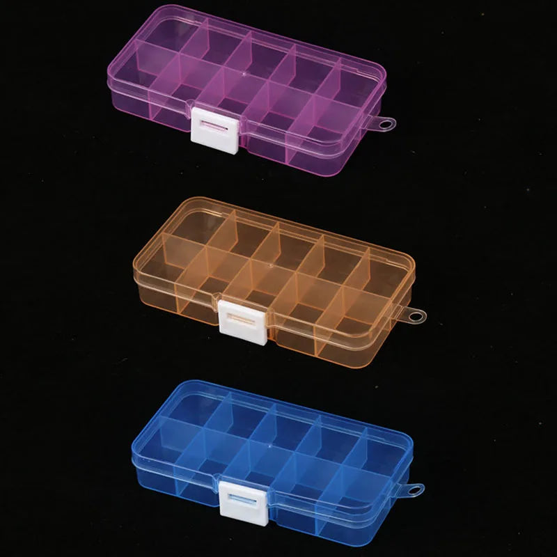 BWEAR Wholesale Transparent Non-removable 10 Compartments Beads Rhinestone Jewelry Display Plastic Mini Storage Box