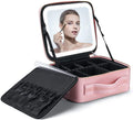 New Smart LED Makeup Bag With Mirror for Women With Compartments Large Capacity Waterproof PU Leather Travel Cosmetic Case