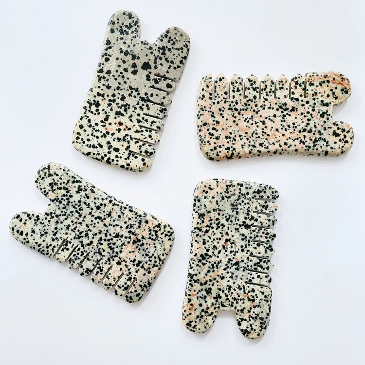 Hongzhuo Natural Dalmatian jasper Comb Carved by Hand Crystal As Accessories
