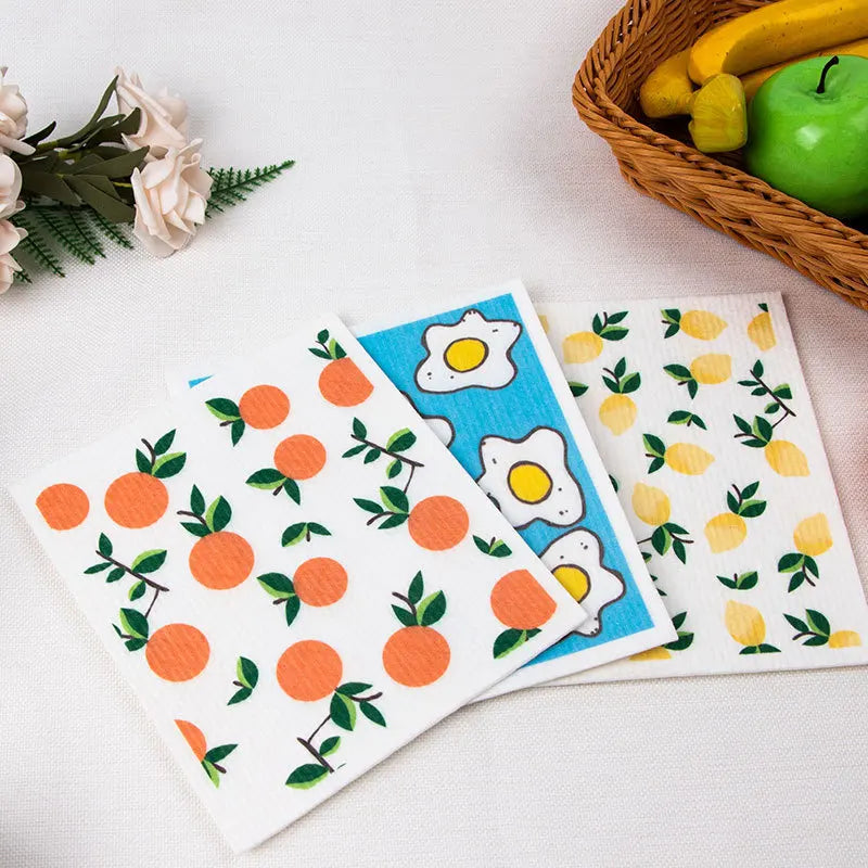 Swedish Kitchen Reusable Dish Towels Quick Drying Absorbent Sponge Cloths Nonwoven Fabric Washable Cleaning Wipes No Odor Hand
