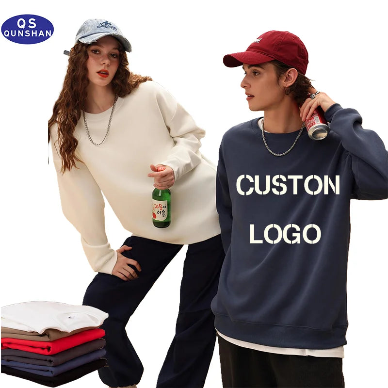Unisex Oversize Plain Heavyweight Sweatshirts Custom Embroidered Crewneck Sweatshirts for Men Pullover  420gsm Long Sleeve
