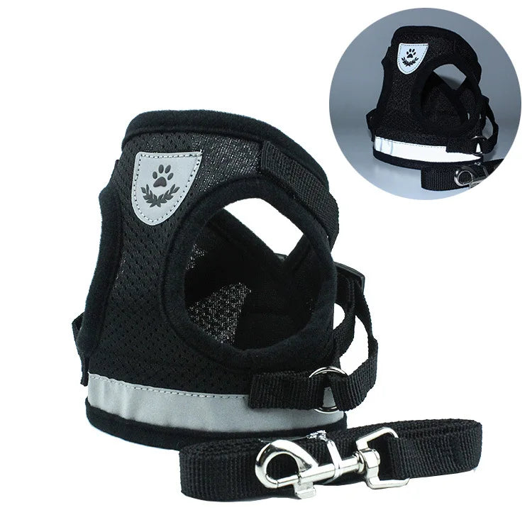 Hot Sale Nylon Training Cotton Printed Dog Harness Vest with Reflective Feature Breathable Soft Mesh Padding Harness Set Dogs