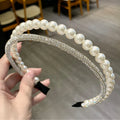 Luxury 2 in 1 Pearl and Rhinestone Double Head Band Shine Women Girls Hair Decoration Boutique Fancy Hair Hoop Accessories