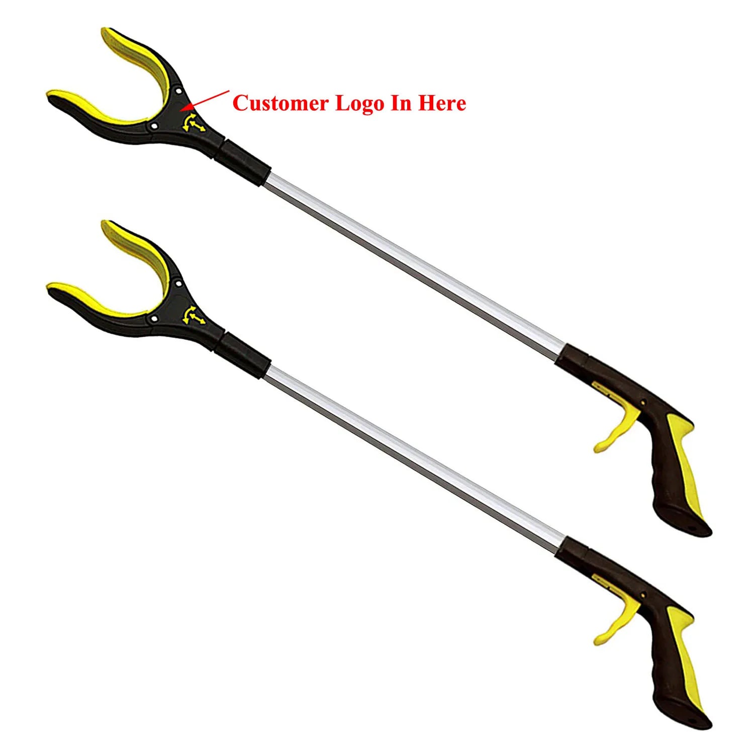 YUHANG 32 Inch Extra Long Grabber Reacher Rotating Jaw Industrial DIY Mobility Aid Reaching Tool Customizable OEM/ODM (Yellow)