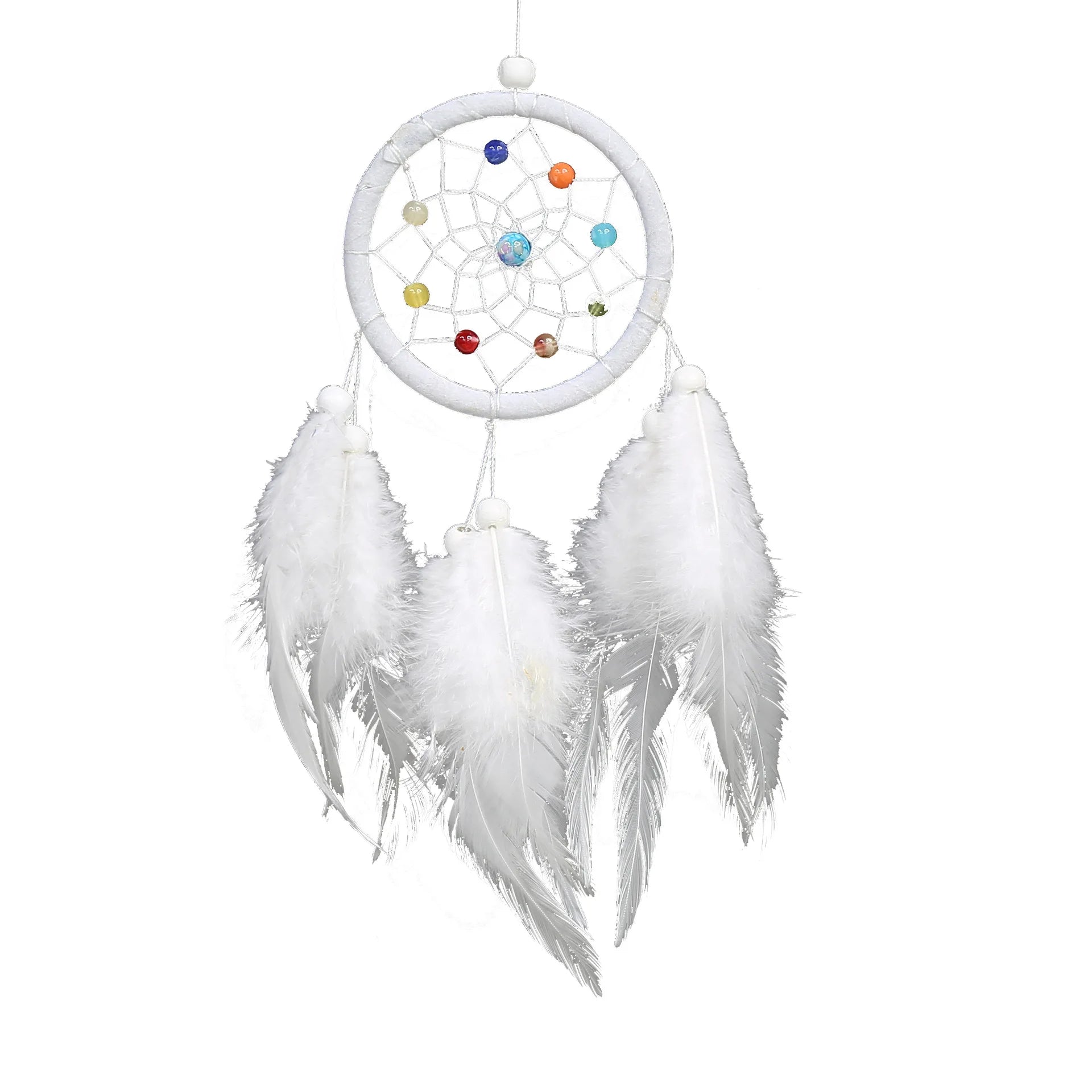 Wholesale Kids Handmade Kit Wall Hanging Decoration White Dream Catcher Feather