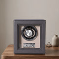 High Quality Single Slot Protective Watch Winder Box Grey PU Leather Watch Display Silent Motor Rotating Battery Operated