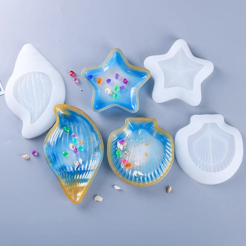 Ocean Style Plate Resin Mold Shell Star Conch Jewelry Dish Mold