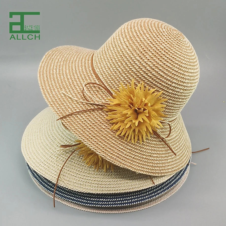 ALLCH 2023 Spring Summer New Japanese Ladies Big-Edge Sunscreen Sunshade Foldable Sun Hat Custom Straw Hat