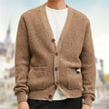 2026 OEM Supplier Custom Knit V Neck Cardigan Knitwear Cotton Merino Wool Embroidery Cardigan Sweater Men With Pocket