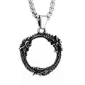SS8-1086P 2023 New Arrival Stainless Steel Three Heads Dragon Pendant Round Shape Men's Necklace Vintage Punk Biker Jewelry Gift