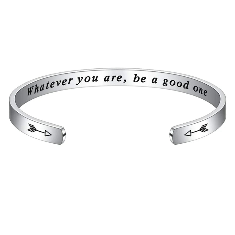 Whatever You Are Be a Good One Adjustable 6mm Stainless Steel Inspirational Quotes Bracelets Gifts for the Family Friends
