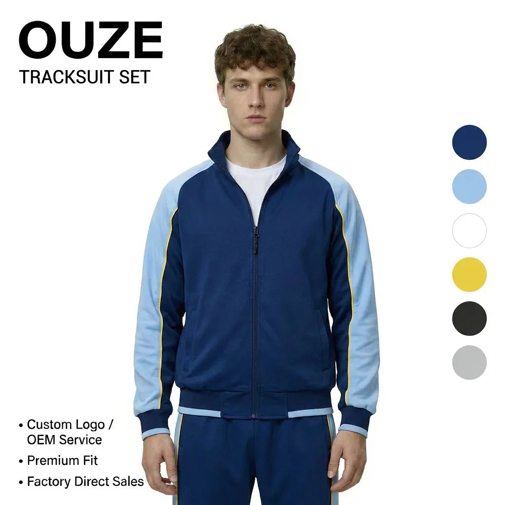 New Men Tracksuit Custom Logo Mens Sweatsuit Sets Zipper Jacket and Pant Two Piece Set Men Jogging Set