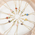 Hot Selling Birth Flower Necklace Trendy 18k Gold Plated Colorful Flower Birth Month  Stainless Steel Initial Necklace