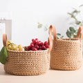 Hand Woven Cotton Rope Woven Basket with Handles for Shelf Toy Book Cloth Storage Basket for Organizing