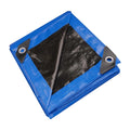 Blue Black 105gsm 6mil 10x12FT Medium Weight Coated Tarpaulin Cover Waterproof UV Resistant Vehicles Pools Construction Sites