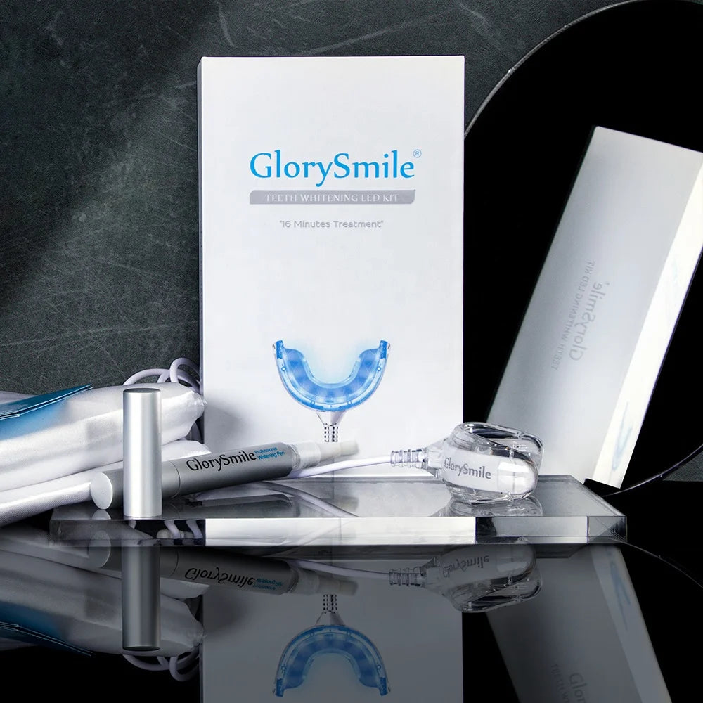 Glory Smile USB Teeth Whitening Kit with 16 LEDs Mint Flavor Vegan Non Peroxide Teeth Whitening Gel (2ml*3) 18-Month Shelf Life