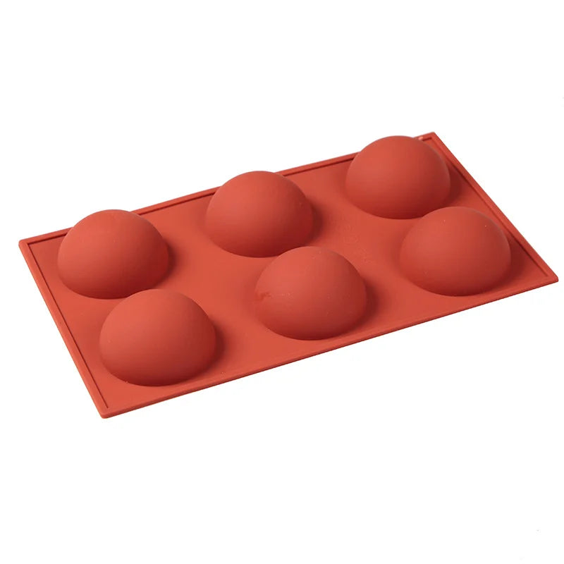 6-Cavity Silicone Half Sphere Mold Bakeware Cake Tool for Crafting Hot Chocolate Soap and Desserts