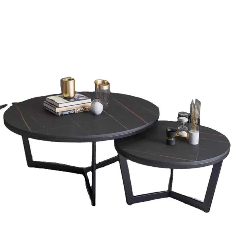 Cheap Round Coffee Table Set of 2 Glass Top Wood Modern Small Black Nordic Round Coffee Table