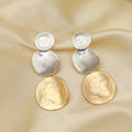 TongLing European Brushed Matte Vintage Handmade Dainty Jewelry Geometric Round Dangle Big Earrings for Daily Life